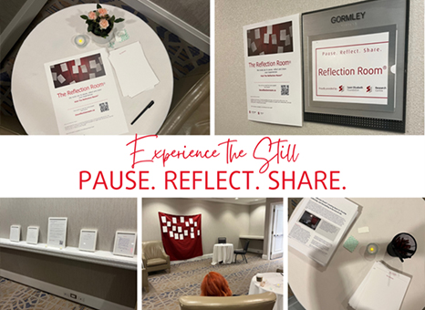 Collage de photos de la « Reflection Room » à la conférence de 2023 du Hospice Palliative Care Ontario.