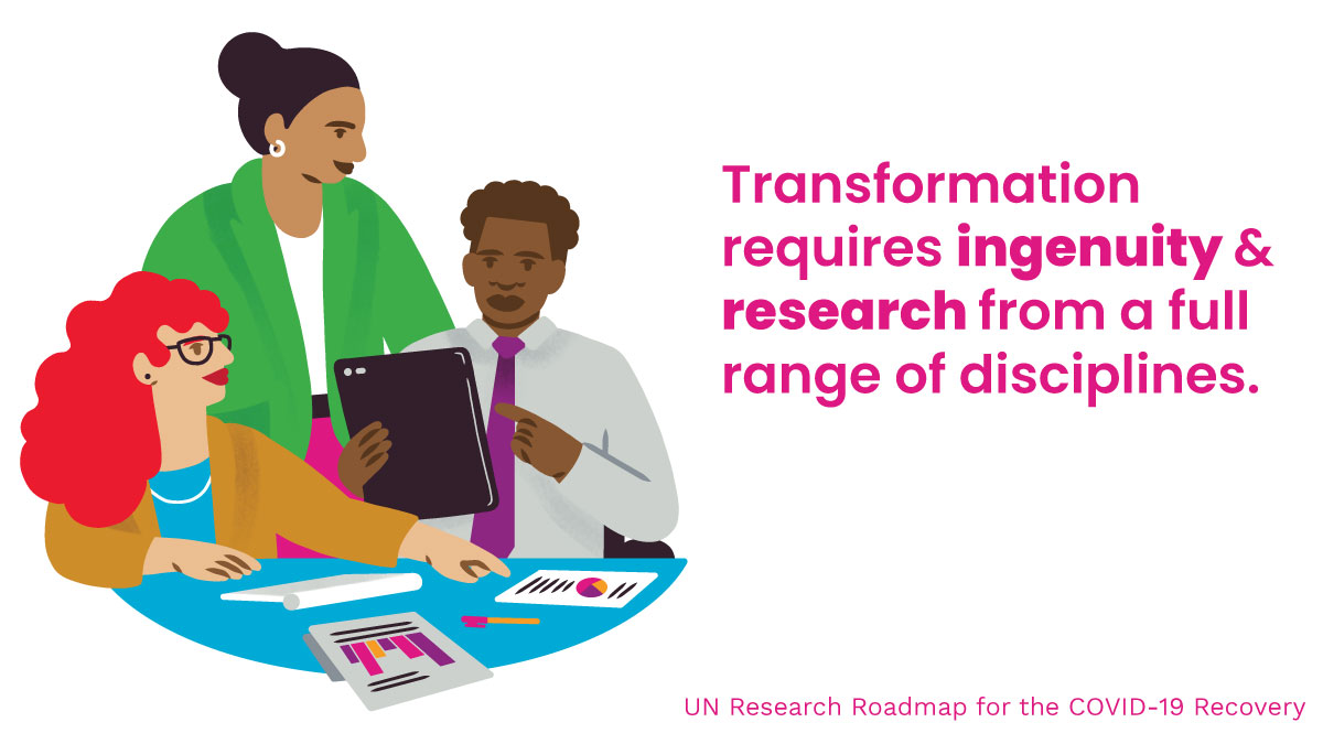 Transformation requires ingenuity & research from a full range of disciplines. UN Research Roadmap for the COVID-19 Recovery